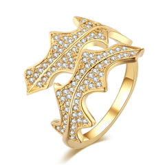 Cubic Zirconia Textured Leaf Wrap Ring