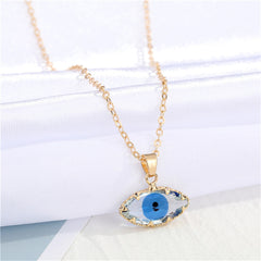 Blue Crystal & 18K Gold-Plated Evil Eye Pendant Necklace