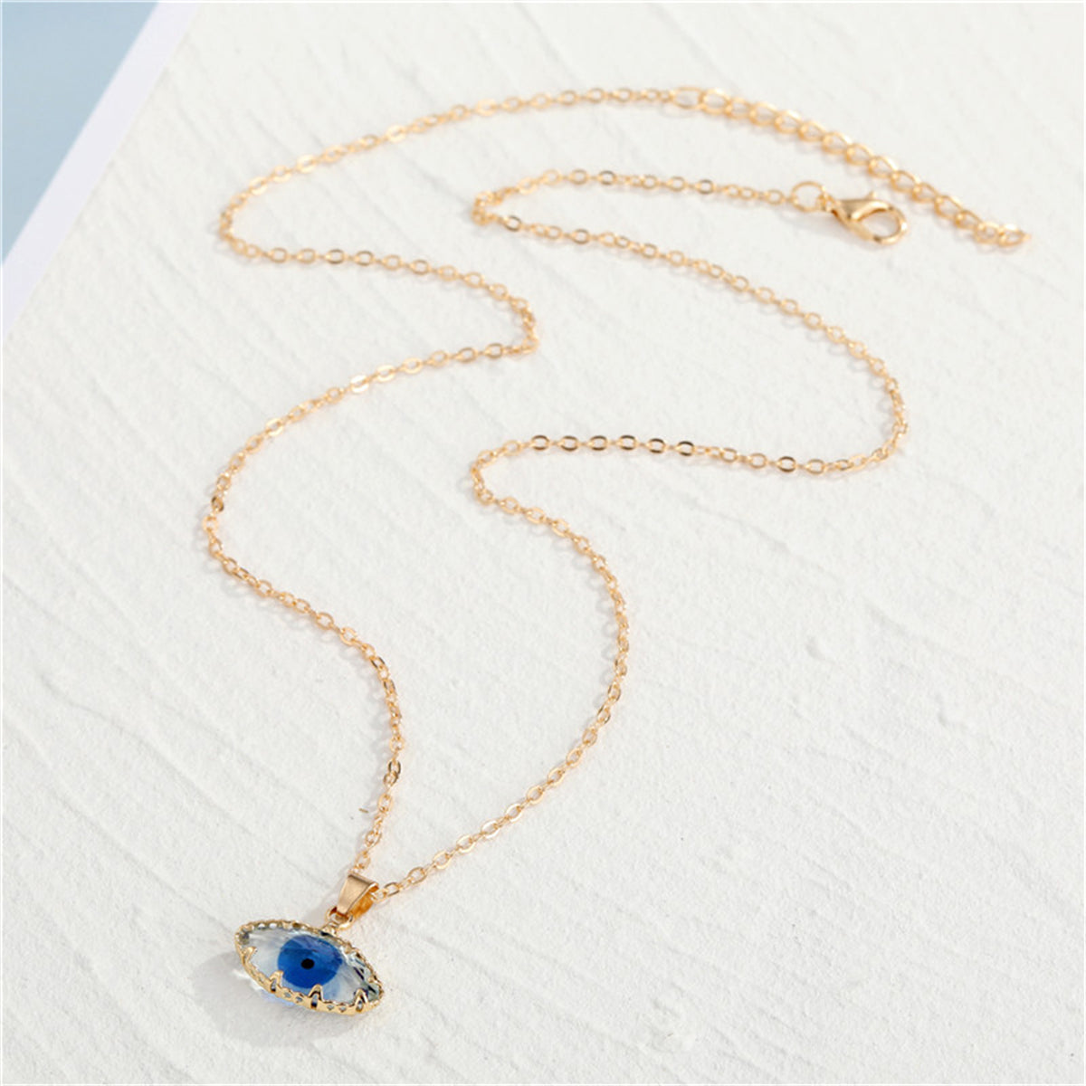 Blue Crystal & 18K Gold-Plated Evil Eye Pendant Necklace