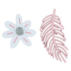 Pink Enamel & Silver-Plated Leaf Flower Mismatching Stud Earrings