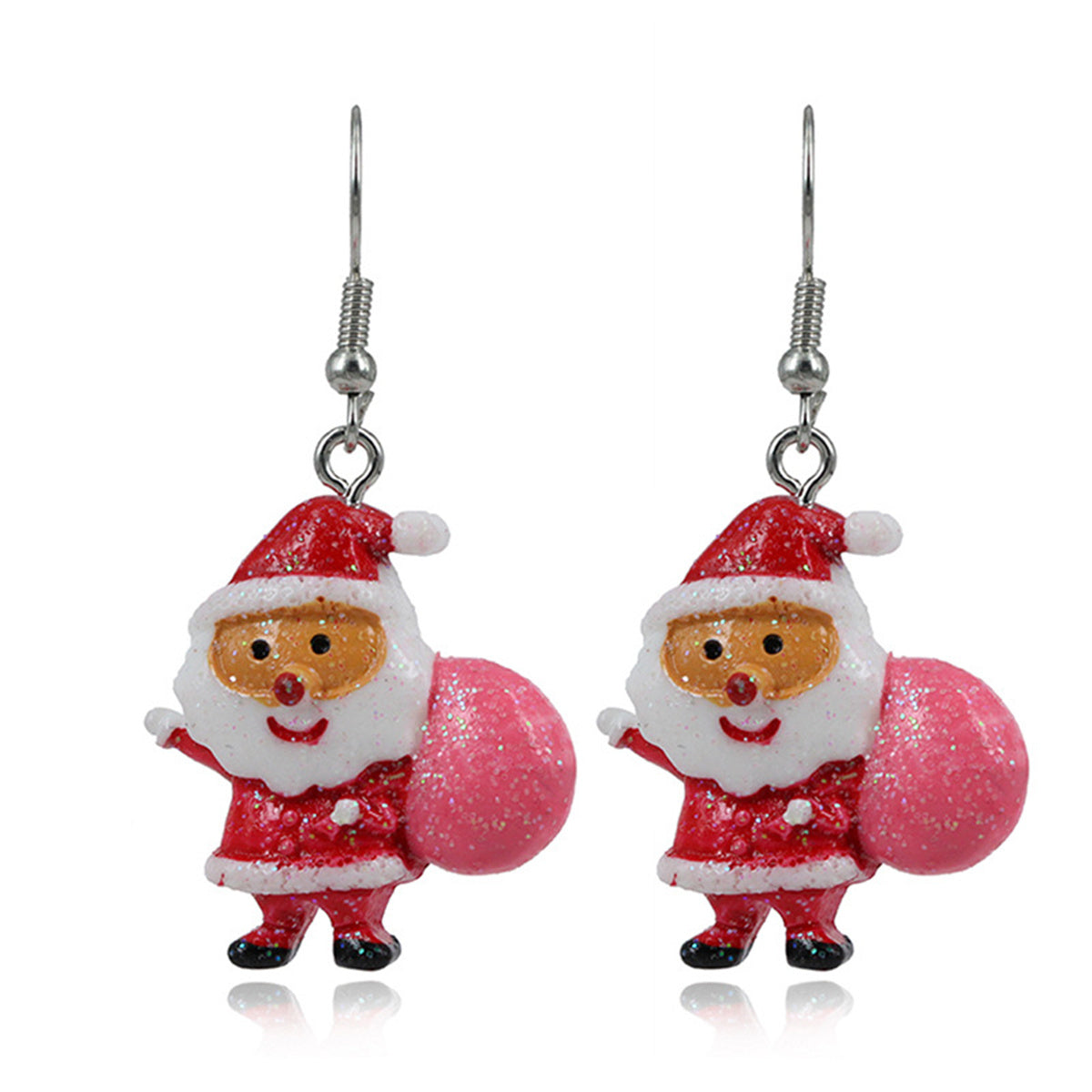 Red Acrylic & Silver-Plated Santa Drop Earrings