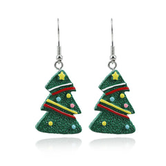 Green Acrylic & Silver-Plated Christmas Tree Drop Earrings