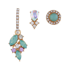 Green Crystal & Cubic Zirconia Botanical Earring Set