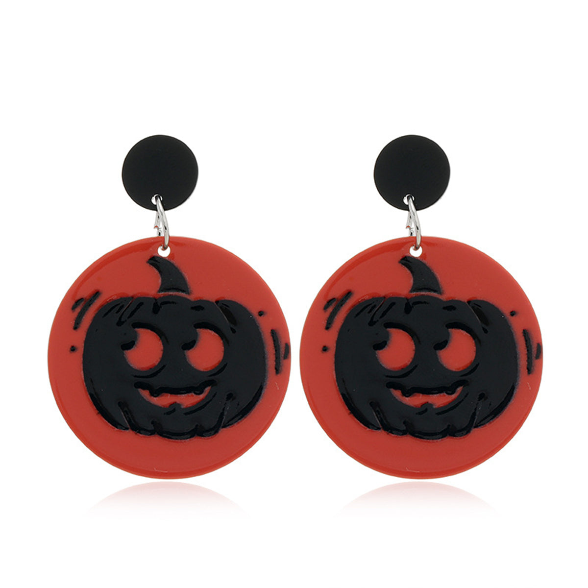 Red & Black Jack-O'-Lantern Drop Earrings