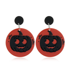 Red & Black Jack-O'-Lantern Drop Earrings