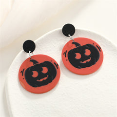 Red & Black Jack-O'-Lantern Drop Earrings