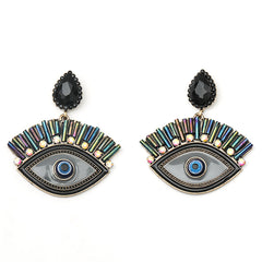 Gray Crystal & Cubic Zirconia Eye Drop Earrings