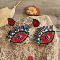 Red Crystal & Cubic Zirconia Eye Drop Earrings