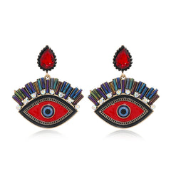 Red Crystal & Cubic Zirconia Eye Drop Earrings