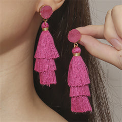 Rose Polyster & Resin 18K Gold-Plated Tassel Drop Earrings