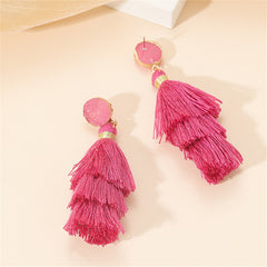 Rose Polyster & Resin 18K Gold-Plated Tassel Drop Earrings