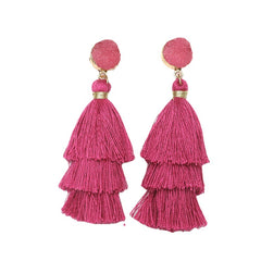 Rose Polyster & Resin 18K Gold-Plated Tassel Drop Earrings