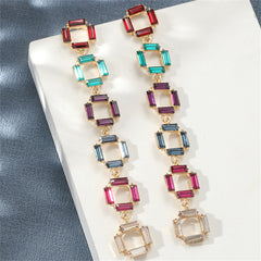 Crystal & 18K Gold-Plated Multicolor Link Drop Earrings