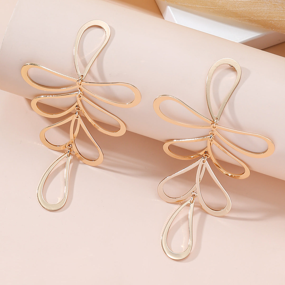 18K Gold-Plated Open Leaves Drop Earrings