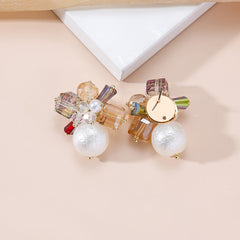 Crystal & Pearl 18K Gold-Plated Cluster Stud Earrings