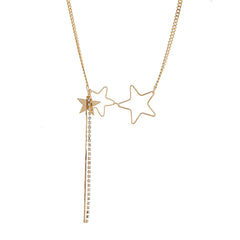 Cubic Zirconia & 18K Gold-Plated Star Tassel Pendant Necklace