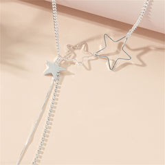 Cubic Zirconia & Silver-Plated Star Tassel Pendant Necklace