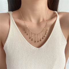 18K Gold-Plated Bead Tassel Statement Necklace