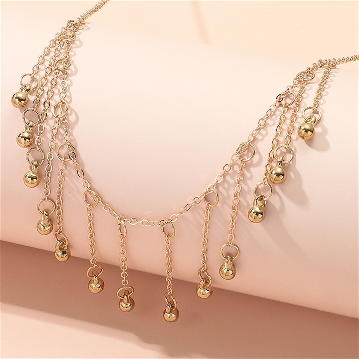 18K Gold-Plated Bead Tassel Statement Necklace