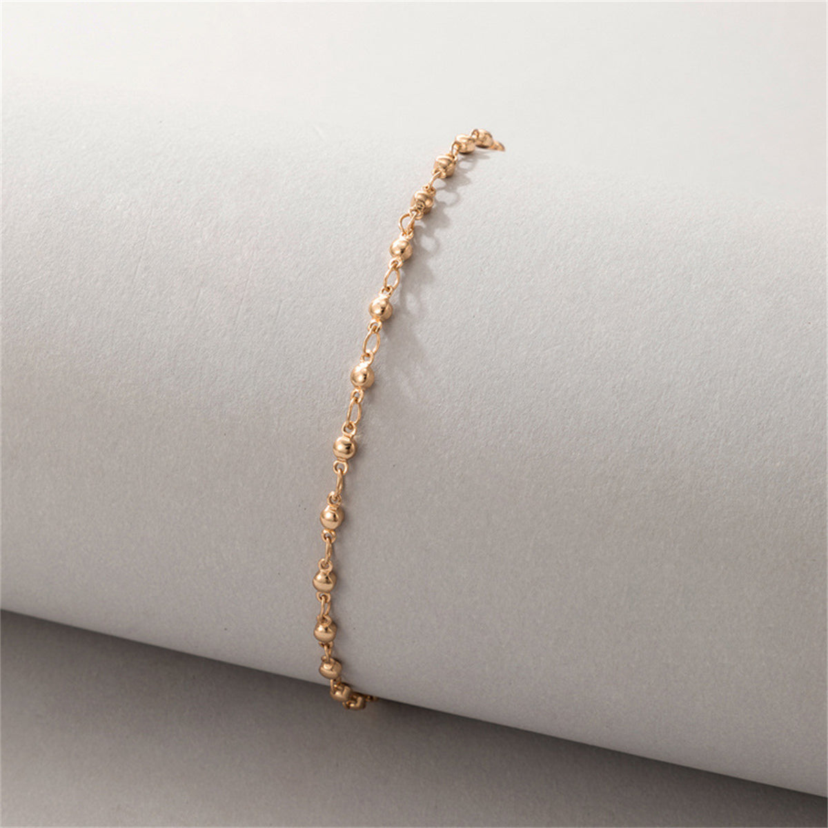 18K Gold-Plated Beaded Chain Anklet