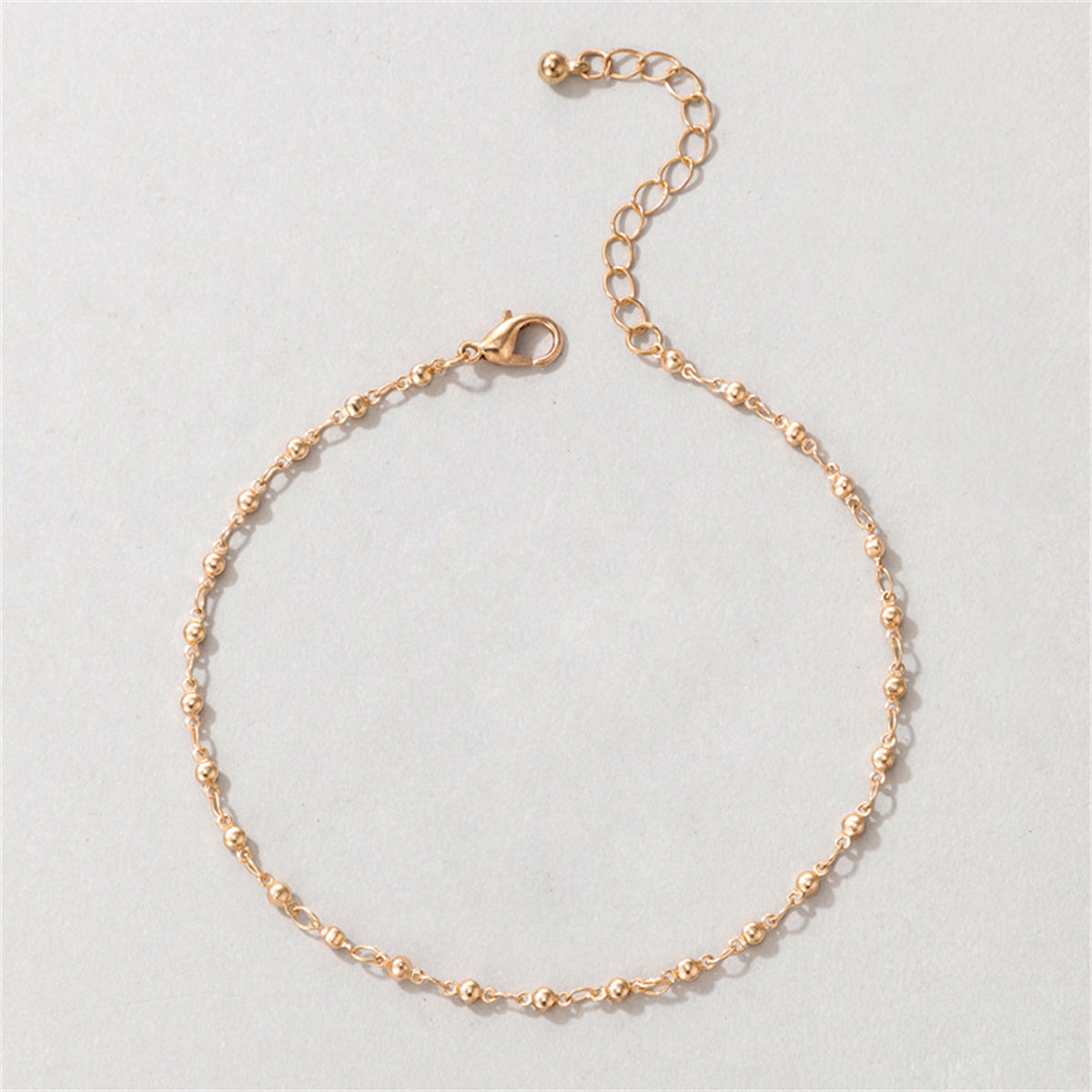 18K Gold-Plated Beaded Chain Anklet