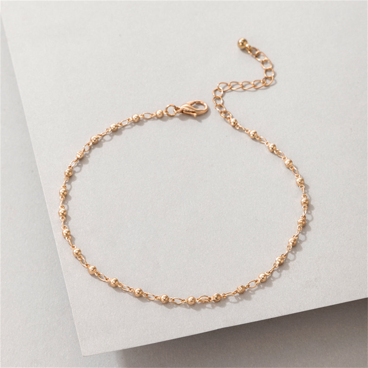 18K Gold-Plated Beaded Chain Anklet