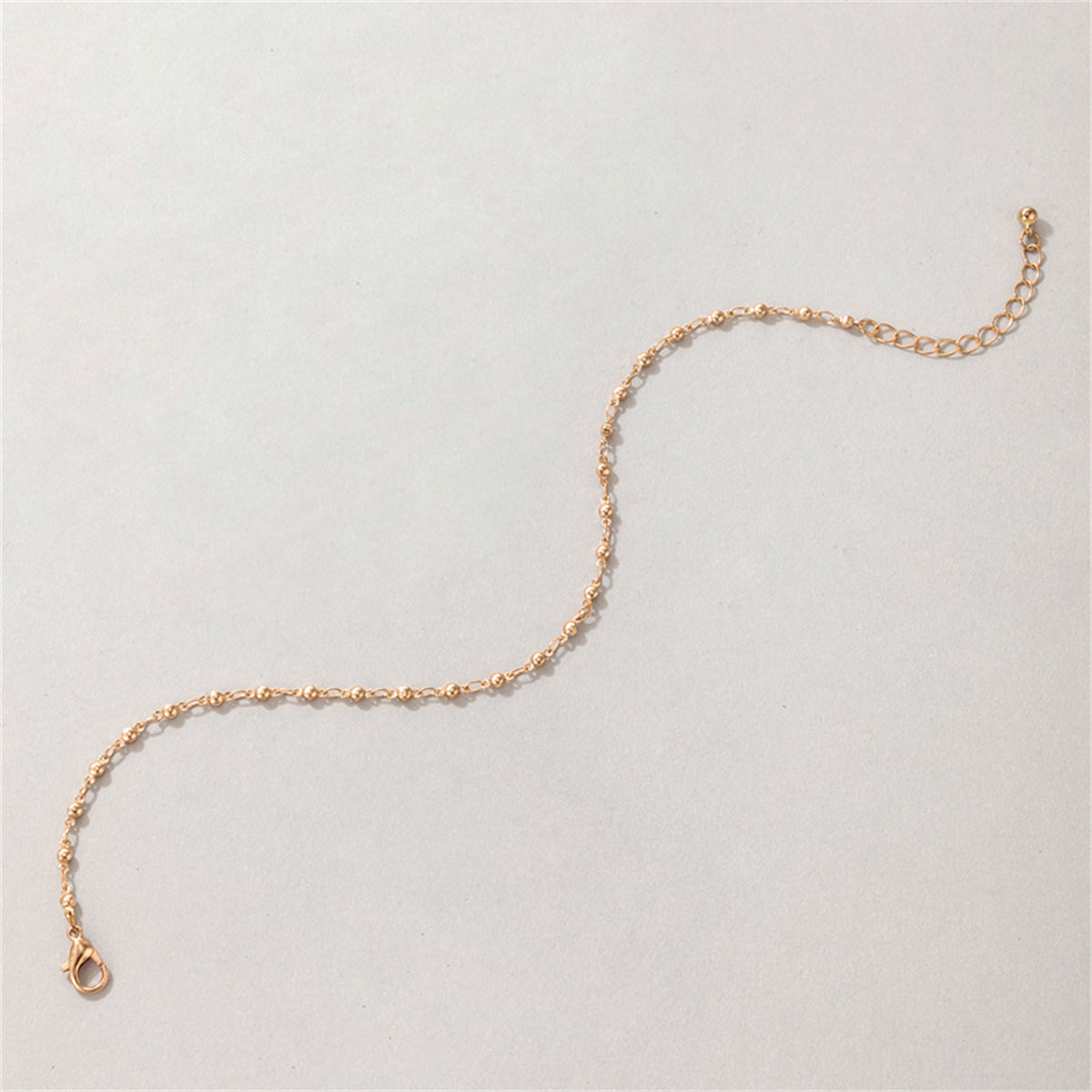 18K Gold-Plated Beaded Chain Anklet