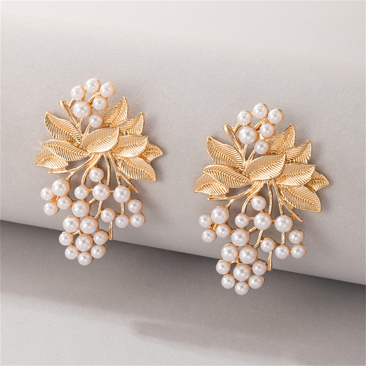 Pearl & 18K Gold-Plated Botanical Drop Earrings