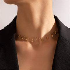 18K Gold-Plated Heart Station Choker Necklace