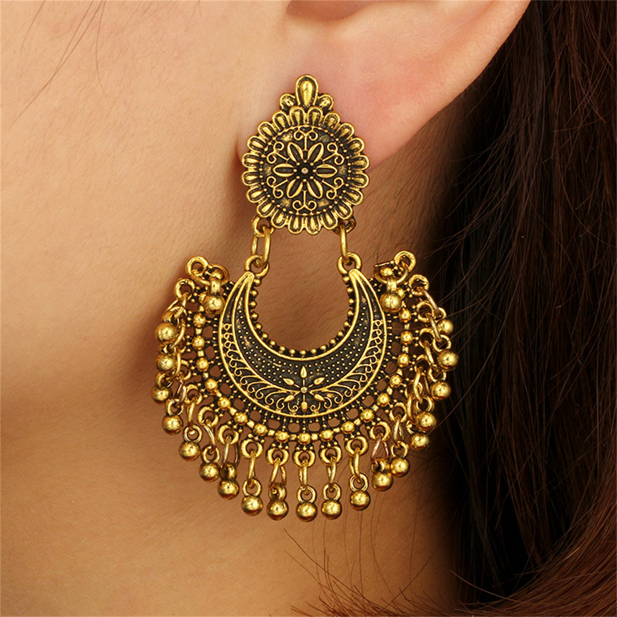 18K Gold-Plated Boho Intricate Drop Earrings