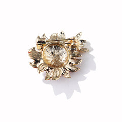 Cubic Zirconia & 18K Gold-Plated Sunflower Bee Brooch