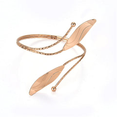 18K Gold-Plated Leaves Bypass Arm Cuff