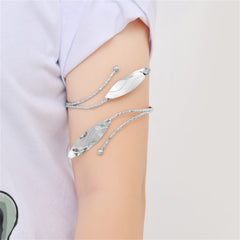 Silver-Plated Leaves Bypass Arm Cuff