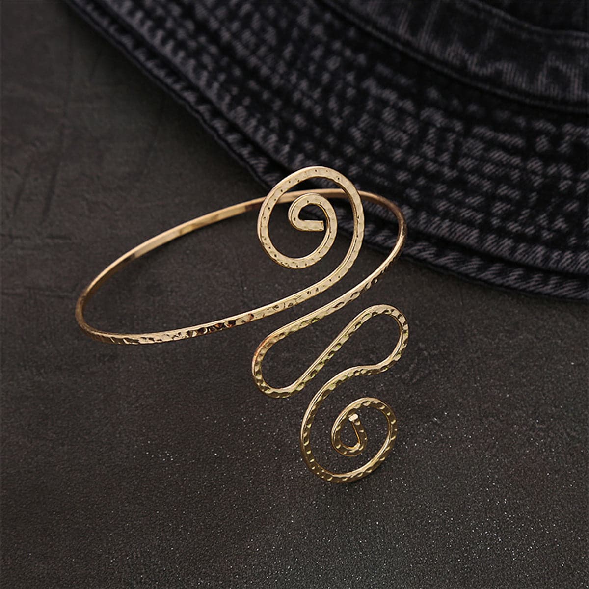 18K Gold-Plated Open Swirl Arm Cuff