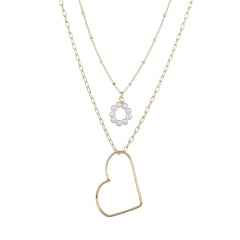 Pearl & 18K Gold-Plated Heart Pendant Necklace Set