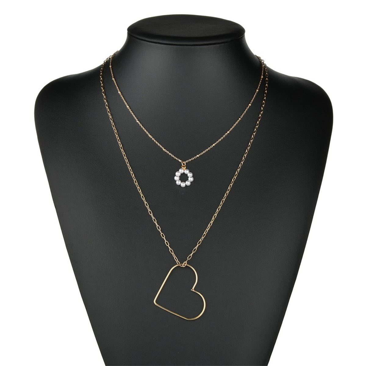 Pearl & 18K Gold-Plated Heart Pendant Necklace Set