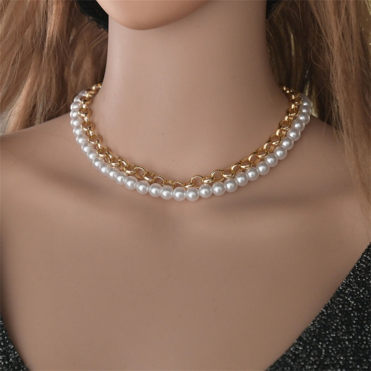 Pearl & 18K Gold-Plated Layered Choker