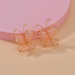 Crystal & 18K Gold-Plated Open Butterfly Stud Earrings