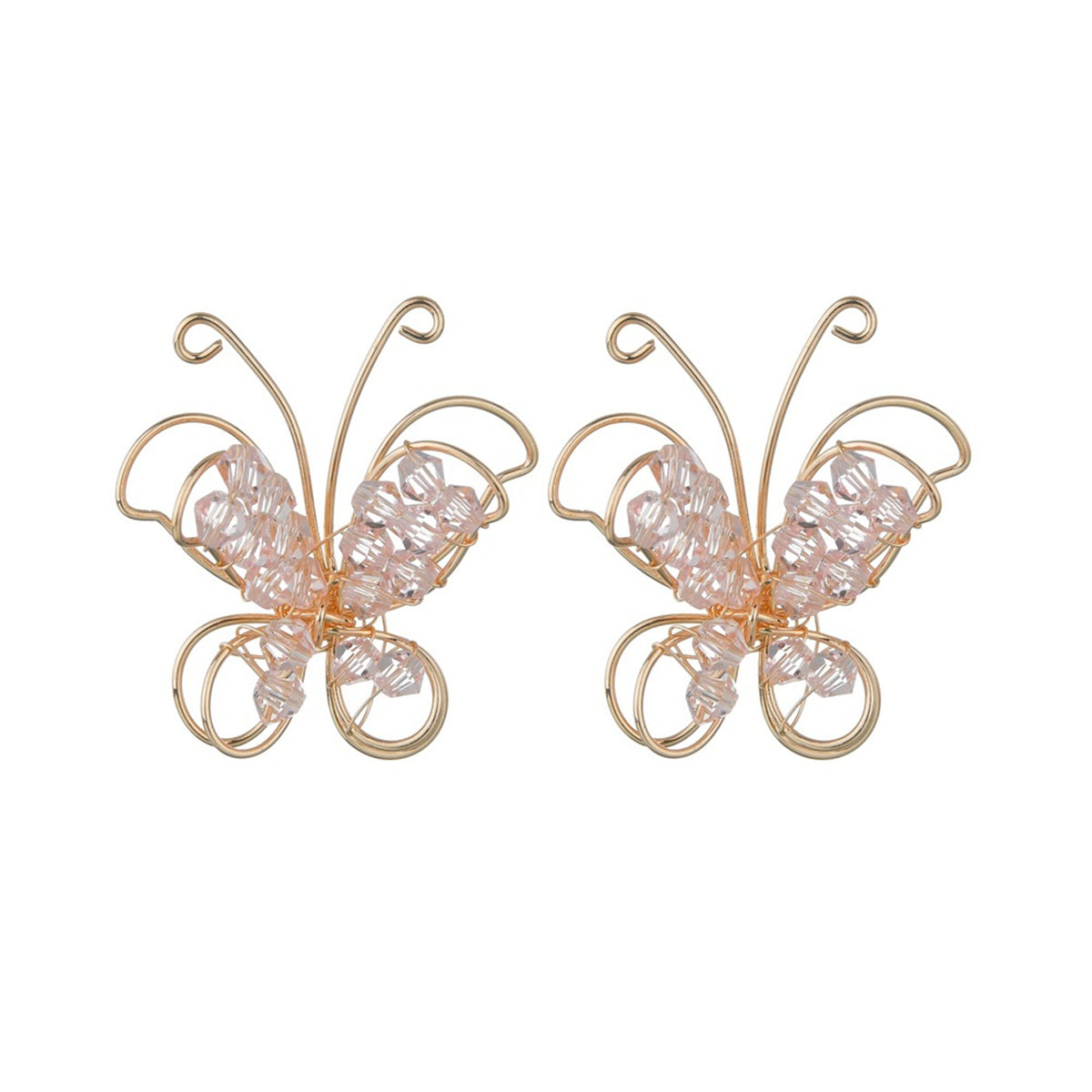 Crystal & 18K Gold-Plated Open Butterfly Stud Earrings