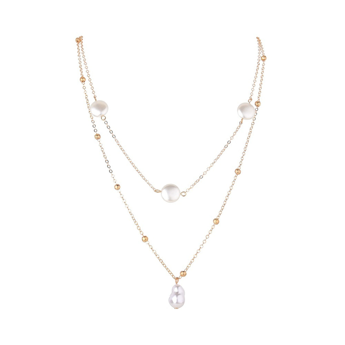 Pearl & 18K Gold-Plated Layered Pendant Necklace