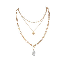 Pearl & 18K Gold-Plated Eye Pendant Layered Necklace