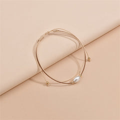 Pearl & 18K Gold-Plated Layered Anklet