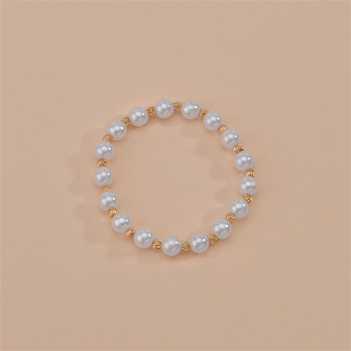 Pearl & 18K Gold-Plated Beaded Stretch Anklet