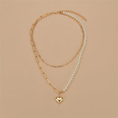 Pearl & 18K Gold-Plated Heart Layered Pendant Necklace