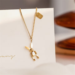 18K Gold-Plated 'Luck' Rabbit Rectangle Pendant Necklace