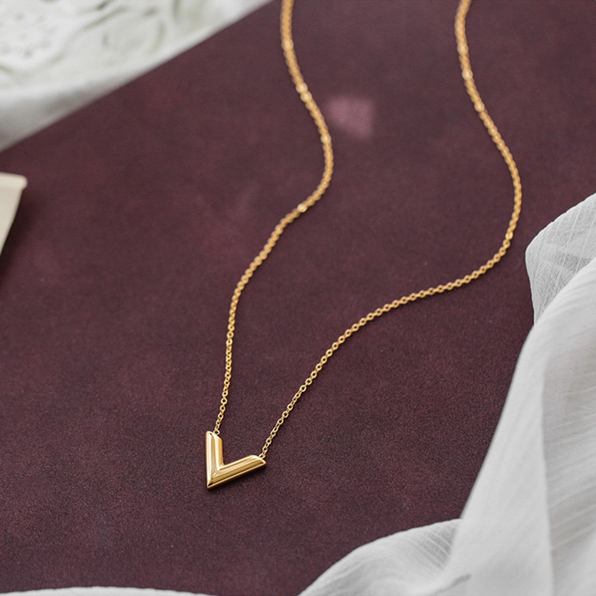 18K Gold-Plated 'V' Pendant Necklace