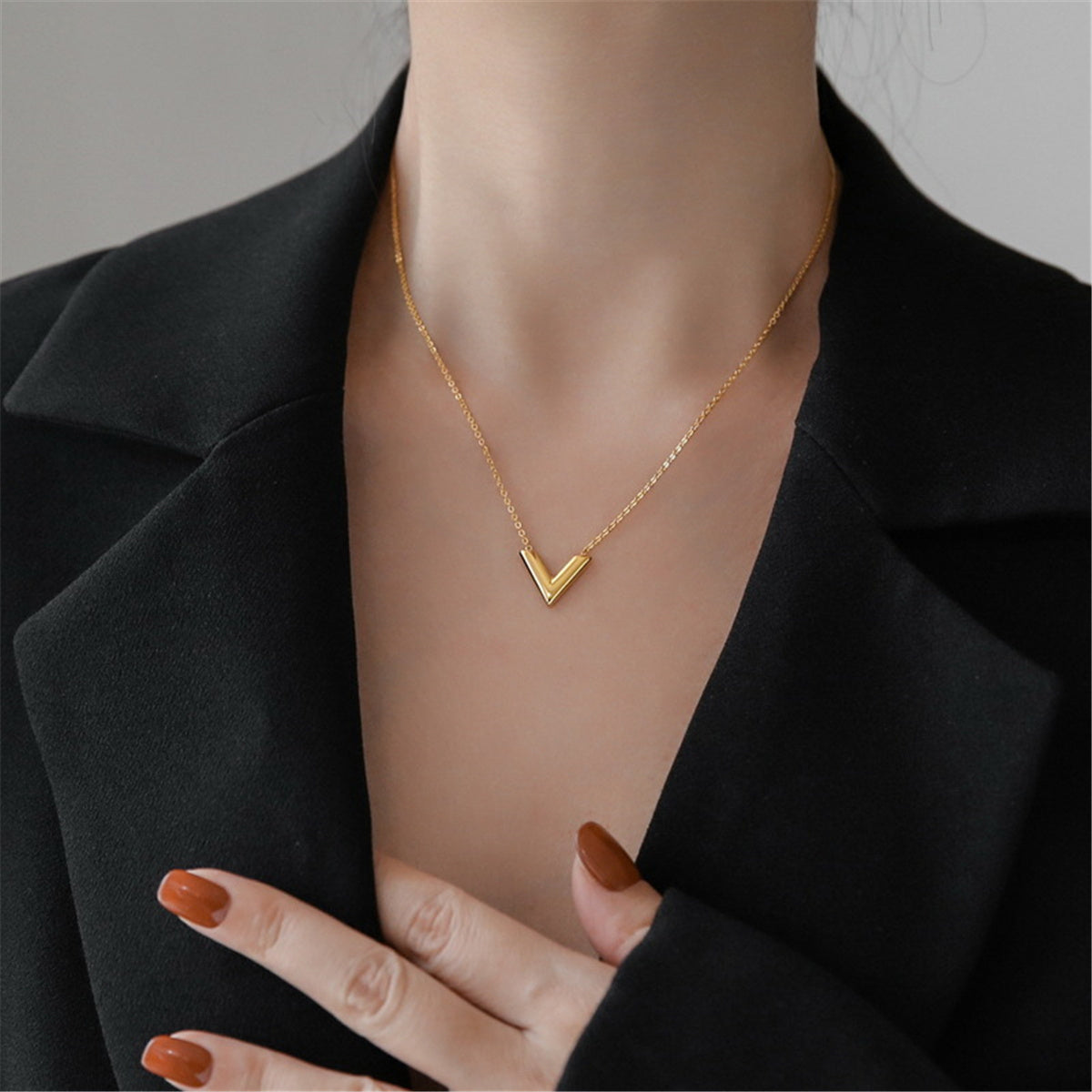 18K Gold-Plated 'V' Pendant Necklace