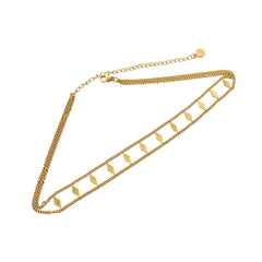 18K Gold-Plated Twine Chain Rhombus Layered Choker Necklace