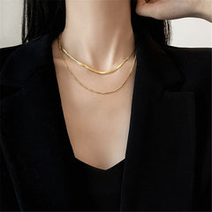 18K Gold-Plated Snake Chain Layered Necklace