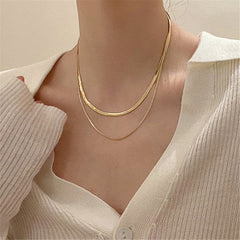 18K Gold-Plated Snake Chain Layered Necklace